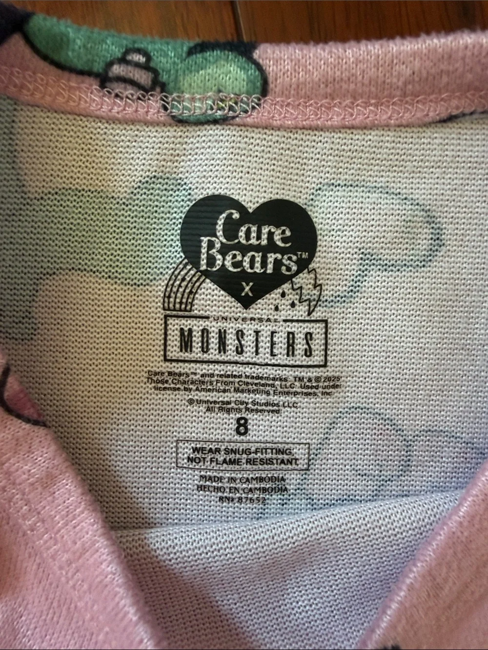 Kids Pink Care Bear Halloween Pajama Set